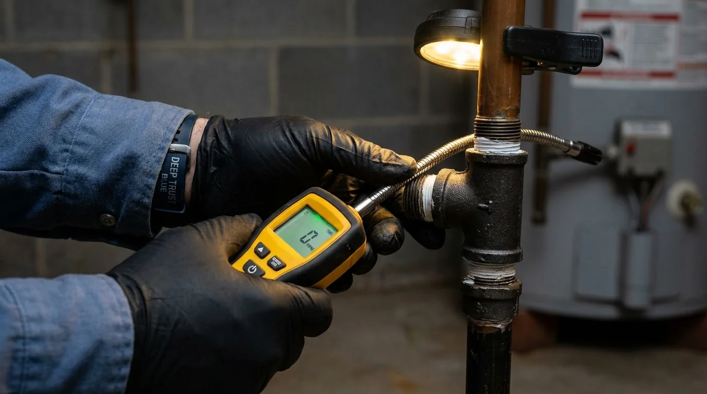 Gas leak detection with electronic sniffer by Johns Plumbing LLC in Brinkley